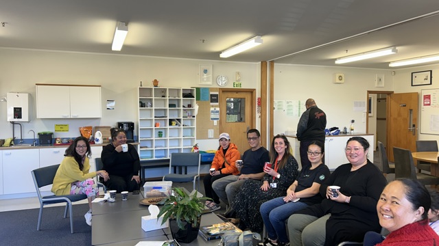 Parents having afternoon tea with the Head of Junior Campus 